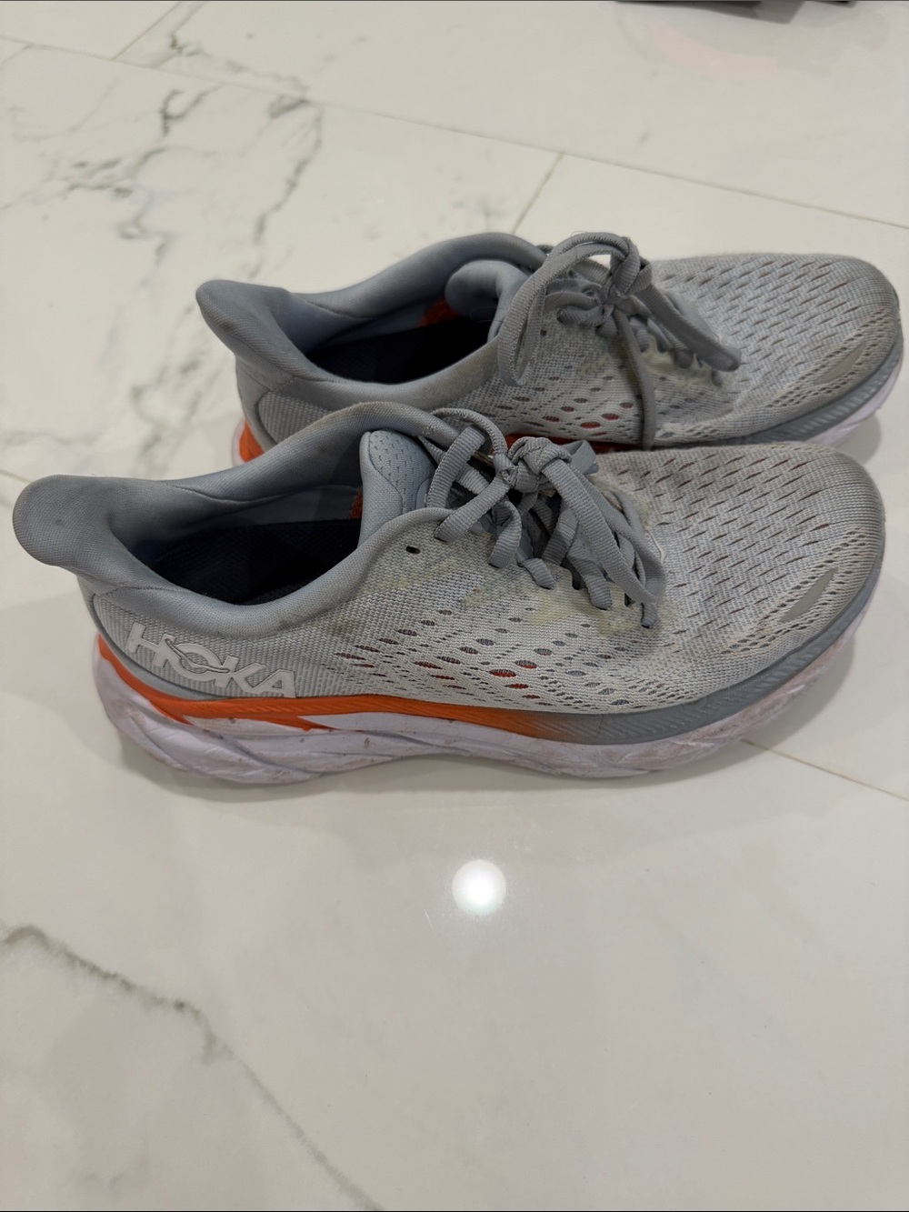 Hoka Women's Light blue and Orange Neutral Cushion Running Sneakers